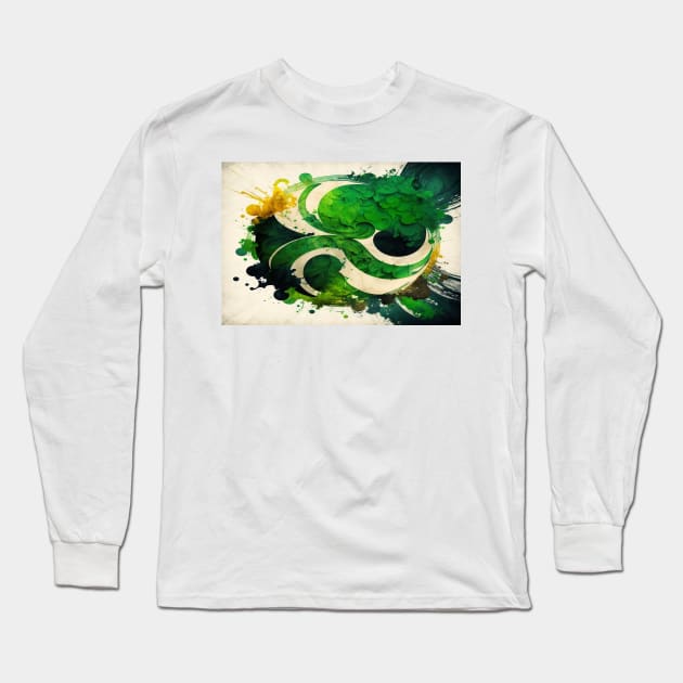 St Patricks Day Artwork - Green abstract artwork Long Sleeve T-Shirt by Unwind-Art-Work